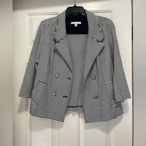Women's Black and White Striped CAbi 3/4 Sleeve Blazer size M